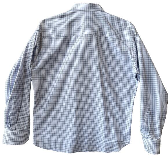 Visconti Men's Dress Shirt XL No Show Button Down Long Sleeve Blue & White Nice - Picture 2 of 9